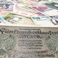 107 Banknote Lot 100+ Year Old Notes & World Mix Paper Money Set Currency picture