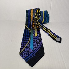 VINTAGE Vitaliano Pancaldi Signature Silk Tie Italy STAINED GLASS Geometric EUC picture