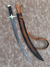 Custom Handmade Damascus Steel Ertugrul Scimitar Arabic Turkish Sword WSheath picture