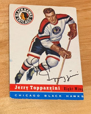 1954-55 Topps #21 Jerry Toppazzini Chicago Black Hawks Fair+-Good picture