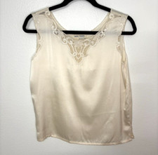 Vintage 1960s Marie France Bruxelles Silk Lingerie Blouse Hand Embroidered picture