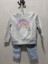 Garanimals Baby Girl 2 Piece Sweatshirt 24M And Light Blue Jeans 2T New picture