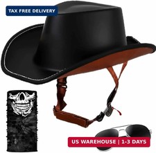 GYLRFAN Retro Motorcycle Half Helmet, Western Cowboy Hat Helmet Open Face DOT... picture