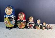Vtg Matryoshka Russian Nesting Dolls-7 Dolls-Fairy Tales-Moscow picture