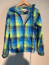 Columbia Sportswear Plaid Windbreaker Jacket Blue/Green Hooded Full Zip Small picture