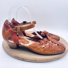 Pikolinos Sandals Womens 8.5 39 Tan Leather Mary Jane Comfort Heels Boho picture