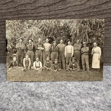 Vtg RPPC Group Portrait Men Boys Work Clothes Overalls Hats Farm Ranch 1910s picture