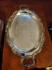 Vintage EPCA Bristol By Poole Ornate Heavy Silverplate Oval Footed Butler 139 picture