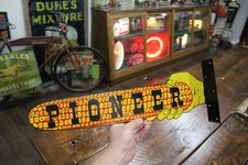SCARCE 1950s PIONEER SEED CORN DEALER 2-SIDED PAINTED METAL FLANGE SIGN FARM picture