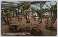 Spokane WA Breslin Apartments Roof Garden Postcard c1930 picture