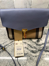 Burberry House Check Macken Small Crossbody Bag Slate Blue w/ Gold Hardware picture