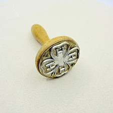 Vintage 4-H Four Leaf Clover Stamp Wood Handle Butter Cookie Press Collectible picture