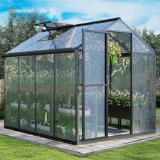 Aoodor 6x8 6x10FT Walk-in Polycarbonate Greenhouse Kit Heavy Duty Aluminum Frame picture