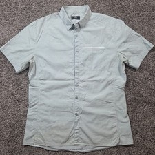 Rapha Shirt Mens Large Gray Check Plaid Button Short Sleeve Cycling Commuter picture
