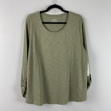 Chicos Ultimate Tee Cotton Slub Utility T Shirt Size 3 US XL Sage Green picture
