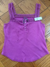 NWT Anthropologie Crochet-Trim Ribbed Tank Top in Fuchsia picture