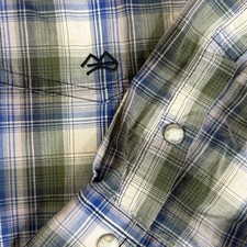 Western Pearl Snap Shirt Men XL Green Blue Plaid Long Sleeve Cotton Miller Ranch picture