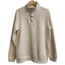 Goodfellow & Co Men’s Quilted Snap Pullover Sweatshirt Ivory White Size M NWT picture