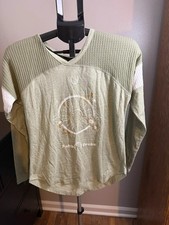 Sable Sky Celestial Sun Moon Graphic Long Sleeve Top Women’s Medium Sage Green picture