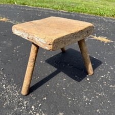 Antique Primitive 19th c. Milking Stool Farm Dairy Wooden AAFA Farmhouse 3-Leg 1 picture