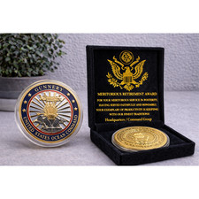 US NAVY USS JOHN C. STENNIS CVN-74 Challenge Coin USA w/ Retirement Award picture