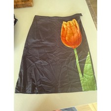 Isaac Mizrahi for Target Gray Tulip Graphic A-Line Skirt Size 6 Floral Skirt picture