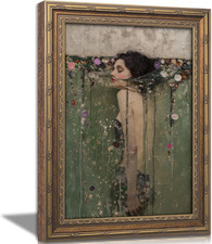 Vintage Gold Framed Ophelia Wall Art, Romantic Victorian Gothic Oil Painting Can picture