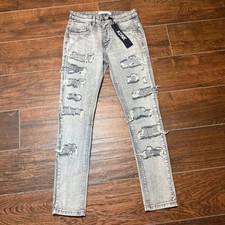 KDNK Men's Grey Acid Wash Distressed Skinny Jeans Size 30 NWT picture