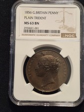 1856 Great Britain Penny England Graded by NGC as MS 63 BN picture