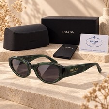Prada Cat-Eye Sunglasses Green Acetate Luxury Designer Eyewear picture