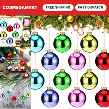 12 Pcs Vintage Christmas Glass Ball Ornaments 2.36 Inch, Multicolor Holiday Deco picture