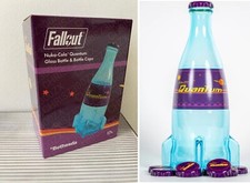 Fallout Nuka Cola Quantum Glass Bottle + 10 Bottle Caps Rocket Replica Figure picture