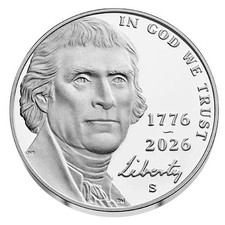 1776-2026 S Proof SemiQ Jefferson Nickel 5C Gem Deep Cameo PRESALE picture