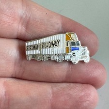 Vtg Roadway Trucking Semi Double Tractor Trailer Enamel Lapel Pin Freight picture