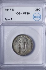 1917-S Type 1 Standing Liberty Quarter ICG VF20 TUCCX picture