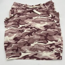 Anthropologie T.La Sleeveless Ruffle Sweatshirt Rose Camo Size M NWT picture