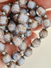 Vintage Italian Murano Glass Bead Necklace Gold Copper Flake Light Blue Filigree picture