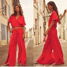 Zara Fluid Pareo Womens Co Ord set Size  M Red Front  picture
