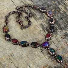 Valentines Deal Natural Ammolite Electroformed Chain New Necklace Jewelry Copper picture