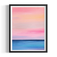 Original Abstract 9x12 Coastal Seascape Painting Pink Wall Art Living Room picture