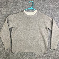 Sandro Paris Grey Layered Look Crewneck Sweater Tonal Crest SFPU02326-24 picture