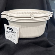 Vintage Rubbermaid Microwave Cookware 4 Pc Set Bacon Tray 3QT Casserole Strainer picture