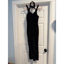 CLEARANCE Vtg Blondie & Me Blk Crushed Velvet Formal Maxi Dress - Sz 5/6 (SG32) picture