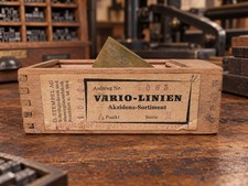 Antique D. Stempel Vario-Linien Complete Brass Letterpress Rule Set w/ Box picture
