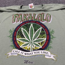 Vintage Rare Pakalolo Hawaii Weed Cannabis Hemp Marijuana Shirt Green Men XL picture