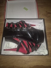 Pleaser black/red strappy platform heels size 9 picture