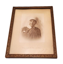Nurse Photograph WWI Era in Antique Wood Frame with Inscription 9x7 picture