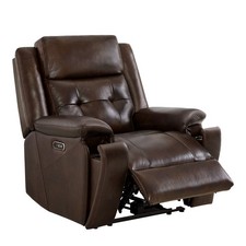 CHITA Genuine Leather Recliner Chair Wall Hugger Recliner w/Headrest,Cup Holders picture