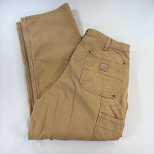 Carhartt B136 Pants Mens 34x30 Brown Double Knee Duck Canvas Workwear Carpenter picture