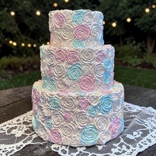 Simply Shabby Chic 3 Tier Rose Cake Bank Rachel Ashwell Pink Blue Green Pastel picture
